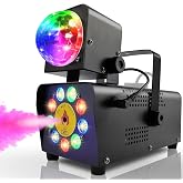 Fog Machine with Disco Ball Light, 9 LED Smoke Machine, Wireless Remote | 16 Lights colors &amp; disco ball, 600ml tank, wireless remote+voice sync, instant party vibe, indoor/outdoor, for events