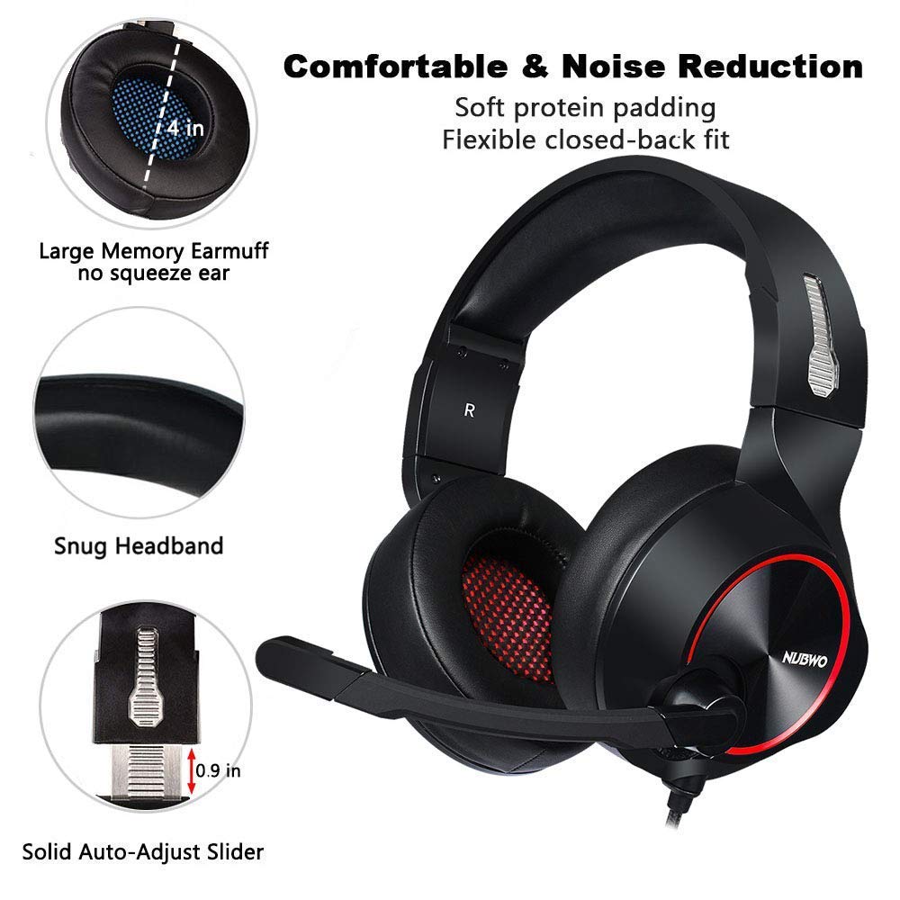 Gaming Headset PS4 3.5mm Wired Stereo Comfort Over-Ear Gaming Headphones with Noise Canceling Mic and Volume Control for Xbox one PC PS4 Smartphones Tablet Computer
