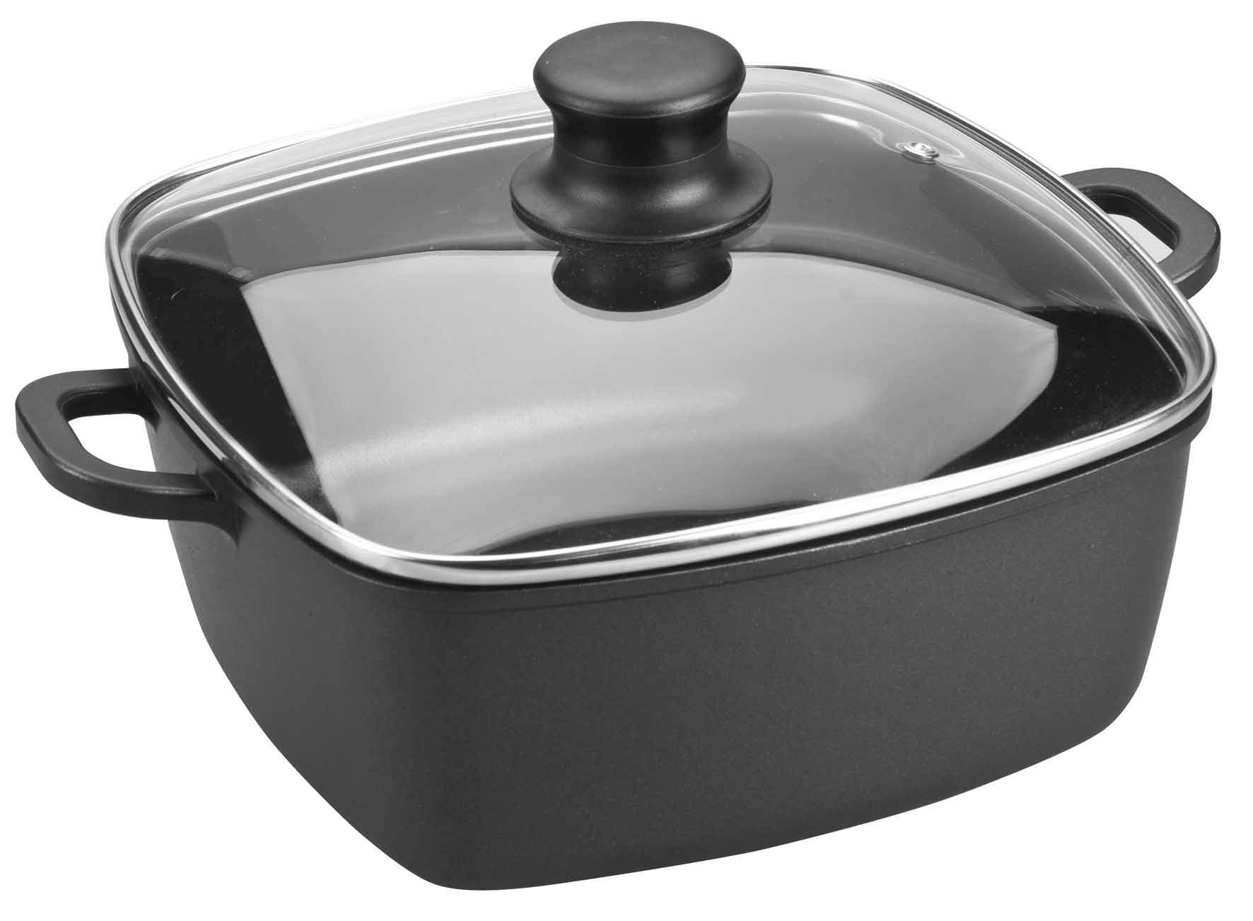 Lacor - 25829 - Square Stewing Pot - Cast Aluminium with Glass Lid - 28 x 28 cm