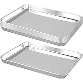SENJEOK 10 Pack Stainless Steel Baking Sheet Pan, 9 x 6.87 x 1 Inch Small Cookie Tray Sheet for Baking, Cooking, Roasting