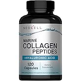 NeoCell Marine Collagen Peptides Capsules | 120 Pills | with Hyaluronic Acid | Plus Vitamin C | for Women and Men