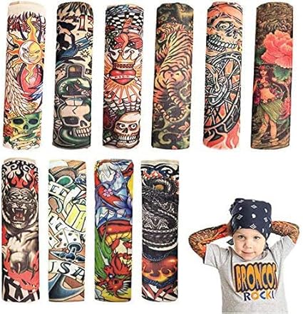Amazon Com Temporary Tattoo Sleeve For Kids 10pcs Arts Fake Slip On Arm Sunscreen Sleeves Uv Sun Protection Cooling Arm Sleeves For Kid Child Baby Gtlzlz Clothing