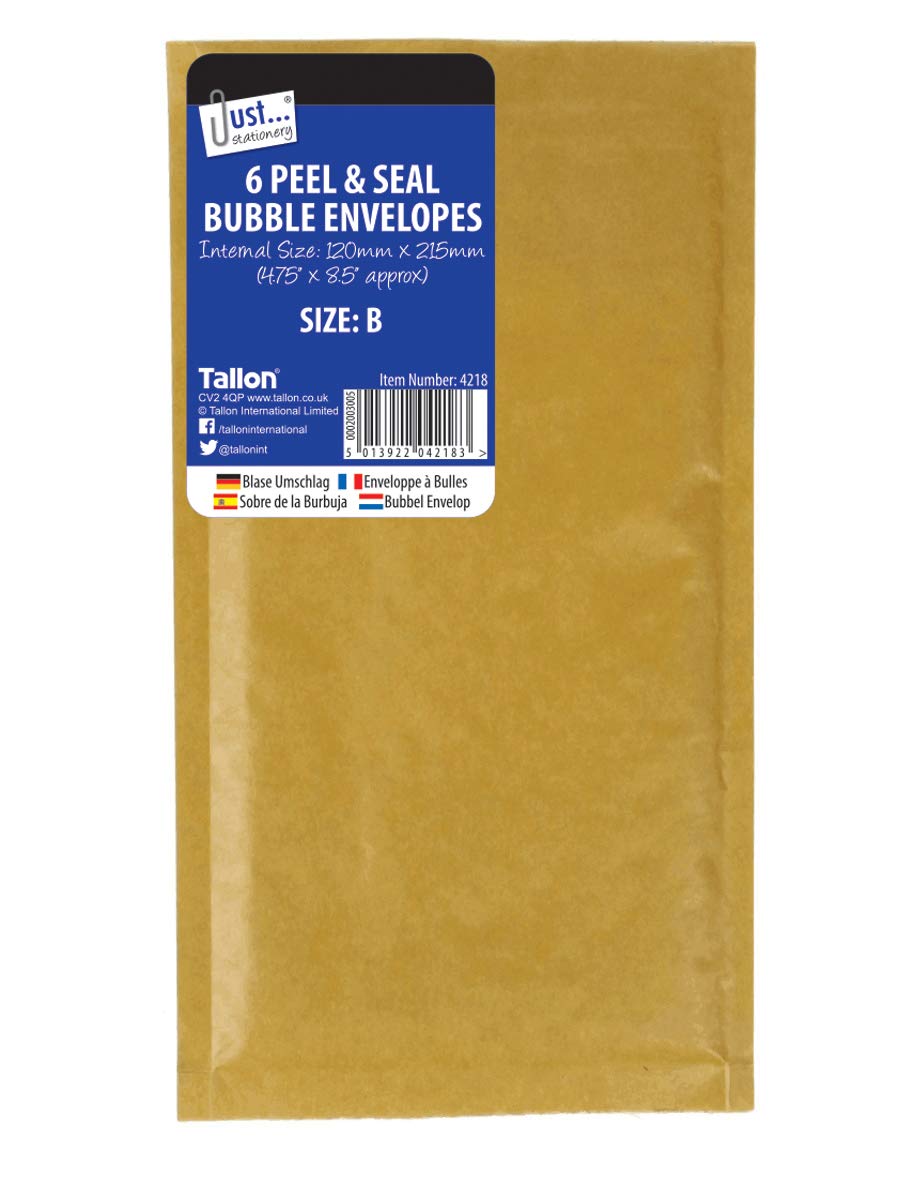 Just-Stationery Size B 120 x 215 mm Bubble Envelope (Pack of 6)