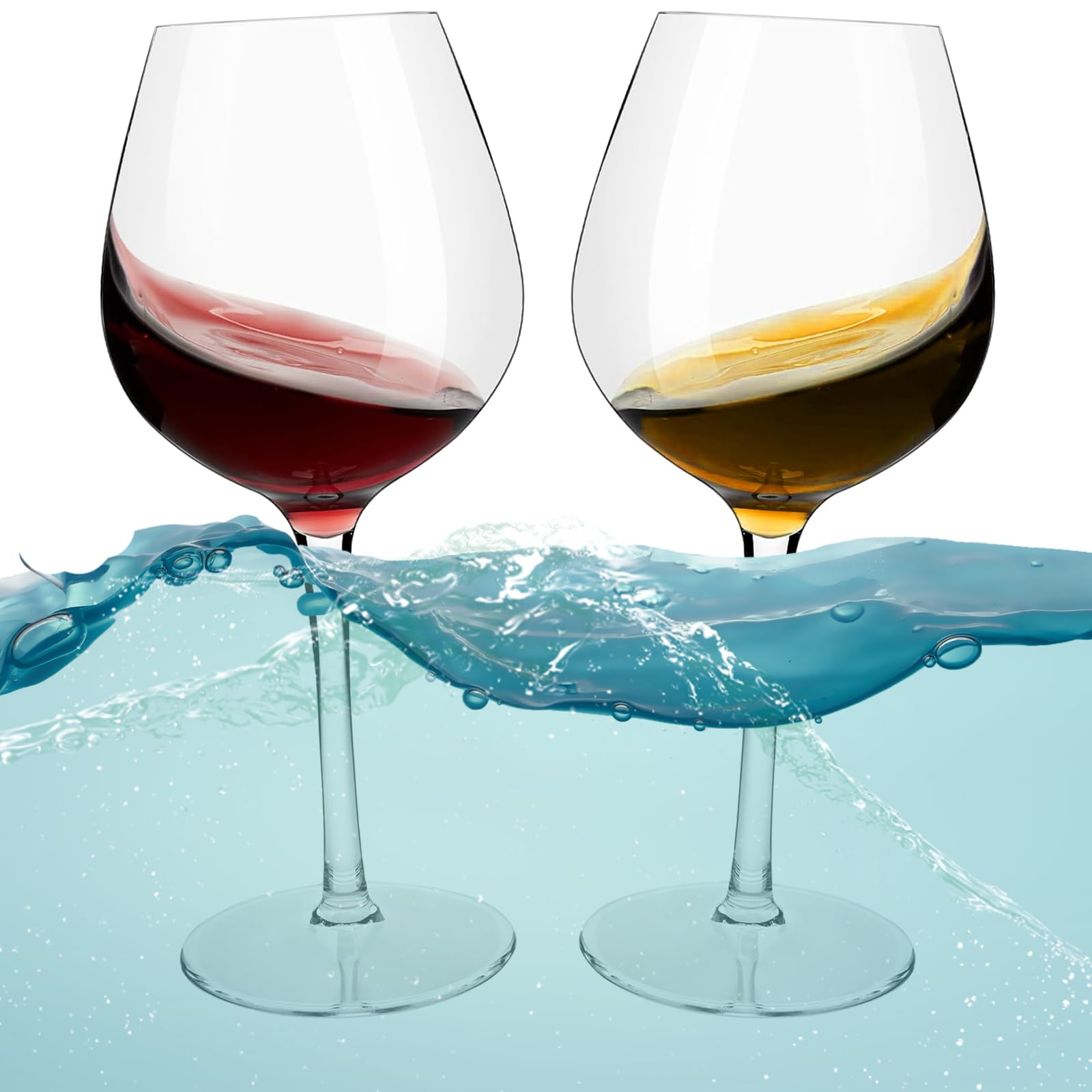 alouweekuky Floating Wine Glass Tritan, Set of 2, 480 ml, Floating Wine Glasses for Pool, Plastic Floating Glasses, Shatterproof Wine Glass, Plastic, Picnic