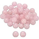 HARFINGTON 50pcs Natural Stone Beads 10mm Pink Rose Quartz Round Gemstone Stone Loose Beading Real Genuine Smooth Balls Bead for Jewelry Making Bracelets Necklace Earrings DIY