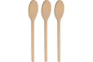 BICB 12 Inch Long Wooden Spoons for Cooking - Oval Wood Mixing Spoons for Baking, Cooking, Stirring - Sauce Spoons Made of Natural Beechwood - Set of 3