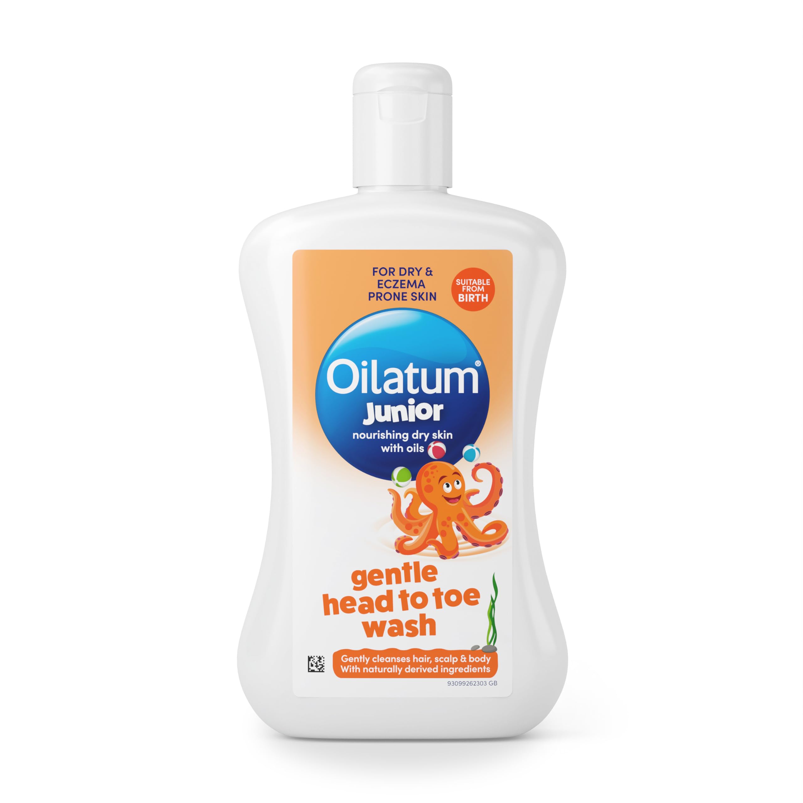 Oilatum Junior Gentle Head-to-Toe Wash, Dry & Eczema-Prone Skin, Gently Cleanses Hair, Scalp & Body, Suitable from Birth, Everyday Use, Fragrance & Soap Free, Dermatologically Tested, 1 x 300ml