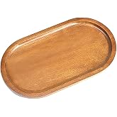 VSUINGO Small Wooden Tray (7.5 x 4.1 inch), Oval Mini Serving Tray | Tiny Tray for Coffee Tables, Dessert, Snack, Fruit, Acacia Wood Platter for Vegetable, Decor