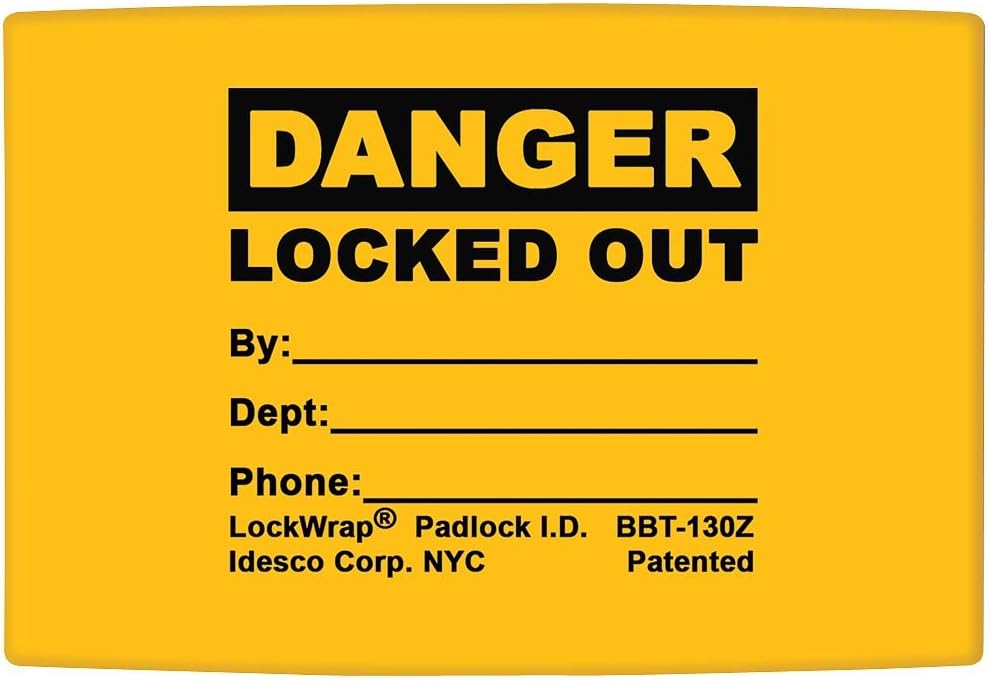 Idesco - LMBBT127AAC - Padlock Label, Information, English, Plastic, 1-1/2 Width, 1-5/8 Height, PK 25