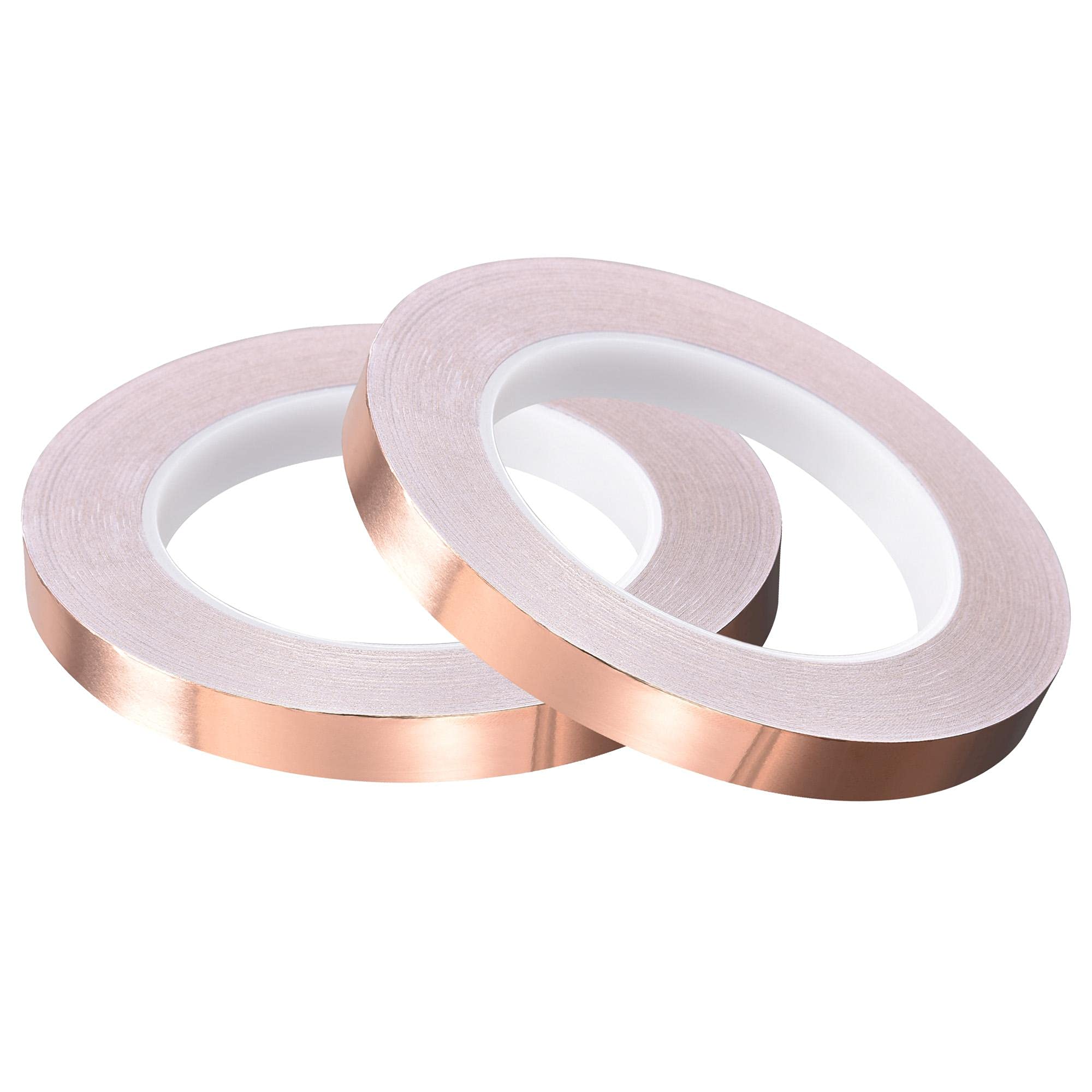 sourcing map Single-Sided Conductive Tape Copper Foil Tape Adhesive 12mm x 30m/98.4ft for Guitar,EMI Shielding Crafts, Electrical Repairs 2pcs