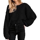 Jumppmile Women Oversized Cropped Sweater Long Sleeve Crewneck Crop 2026 Fall Winter Pullover