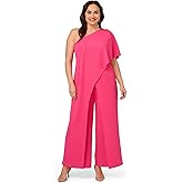 Adrianna Papell Women's One Shoulder Jumpsuit, Watermelon Bliss, 20