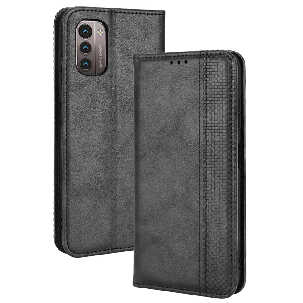Wallet Case Compatible with Nokia G21 / G11 Case 6.5 Inches, Retro Classic Premium Leather Protective Cover with Card Holder Kickstand Folio Flip Shockproof Phone Case for Nokia G21 / G11 - Black