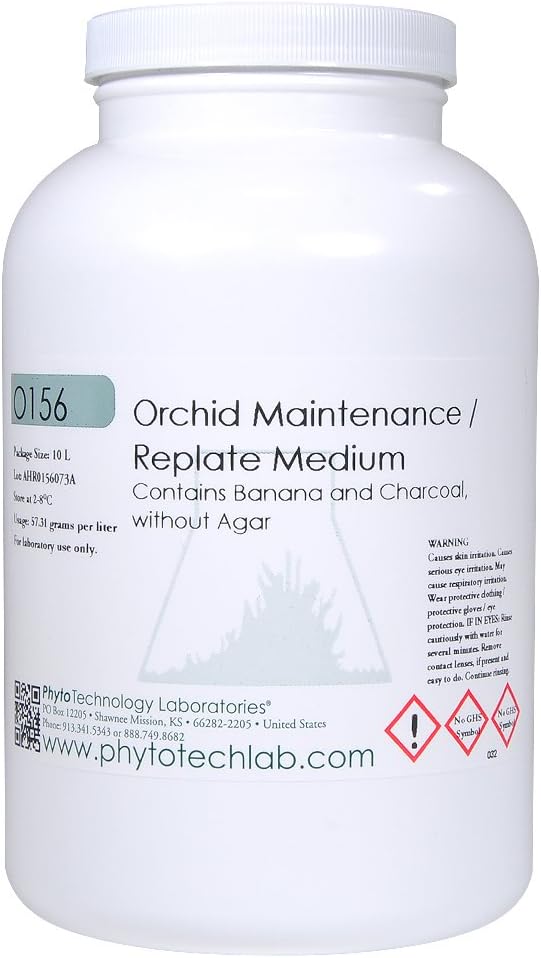 PhytoTechnology Laboratories Orchid Maint/Replate Medium with Banana & Charcoal, without Agar - 10 L