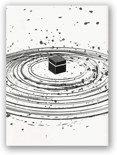 Amazon Theカーバ神殿イラスト抽象キャンバス印刷絵画インテリアイスラム教壁アートパネルイスラム教徒ポスターブラックホワイト伝統的アートパネル写真家装飾40x60cmいいえフレーム アートフレーム ポスター オンライン通販