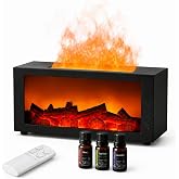 Essential Oil Diffuser,300ML Fireplace Flame Remote Control Humidifier | 7-color lights 3 essential oils Noiseless -Quiet Ultrasonic with Quiet Cool Mist auto shut-off for Home Gift (Black)