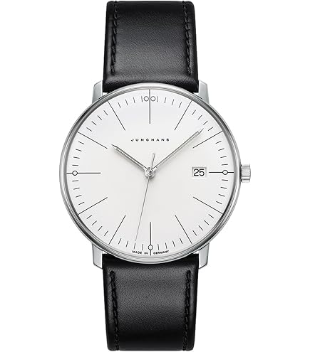 Amazon.com: JUNGHANS Max Bill Hand Wind Silver Dial Black Leather
