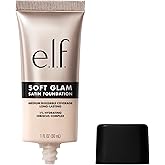 e.l.f. Soft Glam Satin Foundation, Medium Coverage, 10 Fair Cool | Satin Finish, Long-Lasting Wear, Hydrating Hyaluronic Acid &amp; Hibiscus Complex, Blurs Pores, Lightweight, Vegan &amp; Cruelty-Free