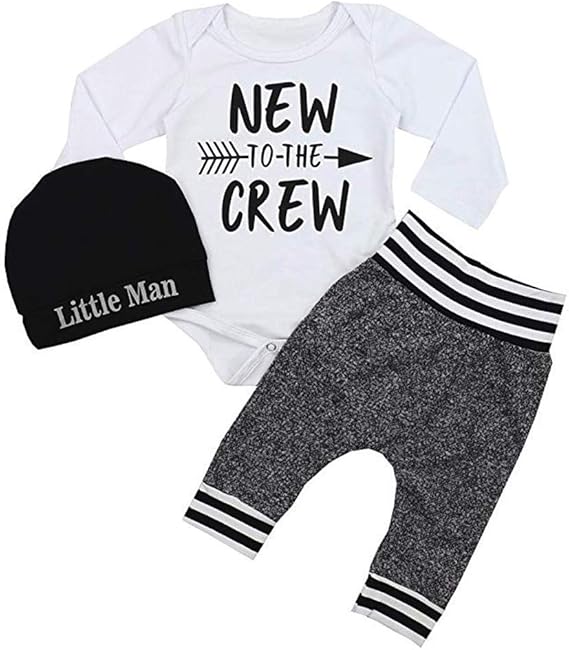 Baby Boy Clothes Newborn New to The Crew Letter Print