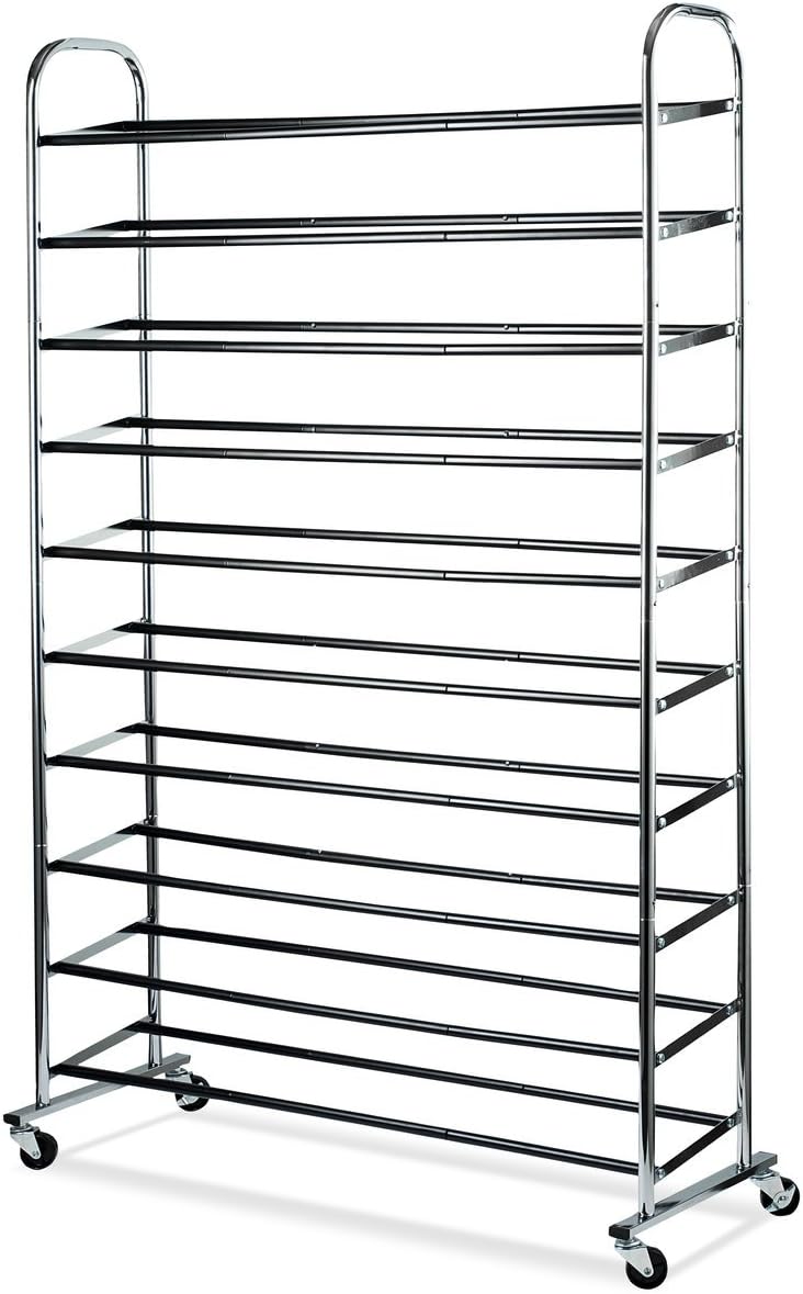 target shoe racks storage on Amazon Com Shoe Organizer Chrome Shoe Storage Supreme 50 Pair Shoe Rack Closet Shoe Organizer Home Kitchen