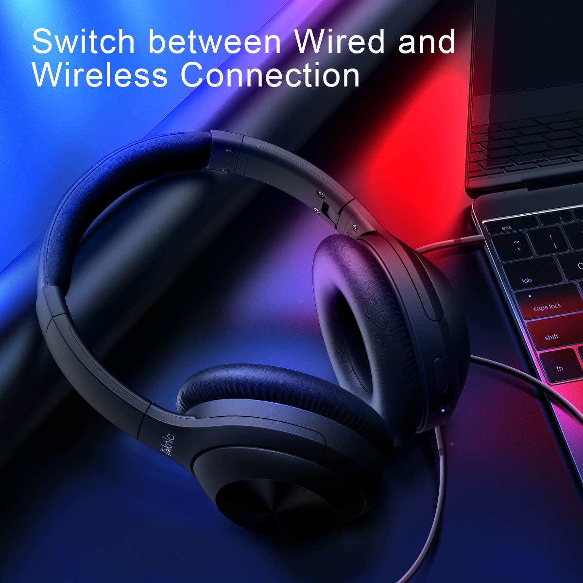 iTeknic Active Noise Cancelling Headphones,Over Ear Bluetooth Headphones Wireless Headset Bluetooth 5.0 Hi-Fi Sound Deep Bass,Quick Charge,15-20 Hours Playtime with Superior Noise-Cancelling Mic