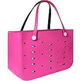 PoVwlty Rubber Beach Bag for Men & Women, Water-resistant Travel Tote Bag for the Beach Boat Pool