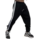 RoseSeek Men's Side Striped Jogger Pants Drawstring Waist Athletic Sports Running Workout Sweatpants