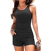 Tankini Swimsuits with Shorts - Two Piece Swimsuits Tummy Control Bathing Suits with Two Side Pockets 2025