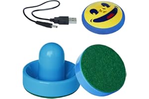 TYRDAN Rechargeable Floating Pucks & Paddles - Any Flat Surface Air Hockey, Includes Charging Cable and Strikers
