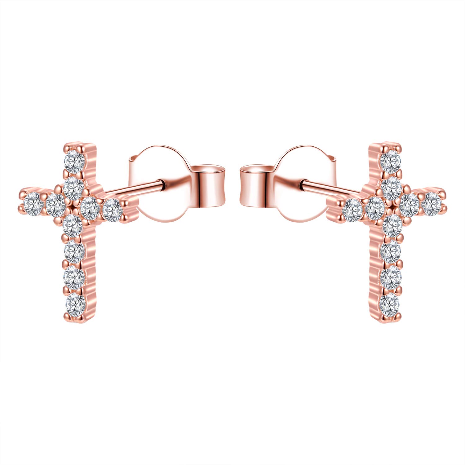 AoedeJ Cross Stud Earrings Sterling Silver Cubic Zirconia Religious Cross Earrings Stud for Women and Men (Style 13)