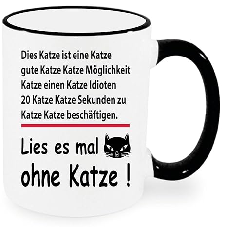 Lustige Sprüche Tasse Schwarz Weiss Katze Lesen Wählen