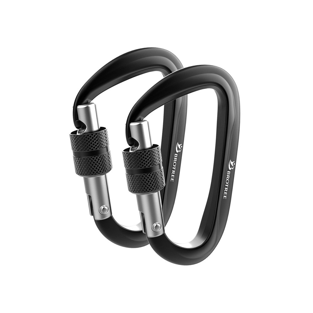 BROTREE Locking Carabiner Clips 12KN (1200 kg) Heavy Duty Carabiners for Hammock, Camping, Hiking, Backpack and More (2 or 4 Packs)