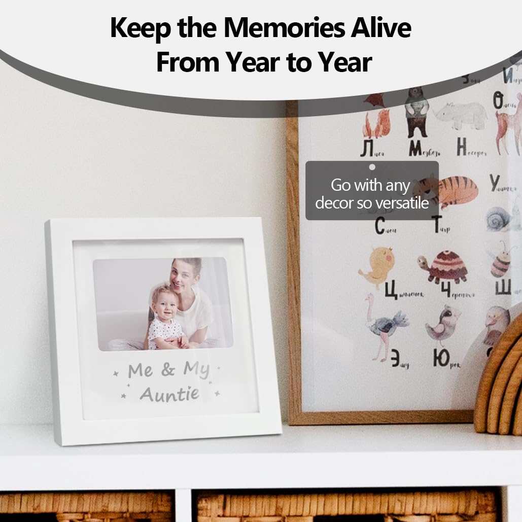 HAMUIERS Me and My Auntie Picture Frame, Aunt Picture Frame Baby Keepsake Photo Frame, New Aunt Gifts, Nursery Décor, White