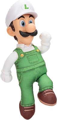 Super Mario Il peluche snodabile Fire Luigi da 15" / 38 cm di The Galaxy Movie, con licenza ufficiale, peluche con testa girevole scolpita, peluche da collezione Nintendo, dai 3 anni in su