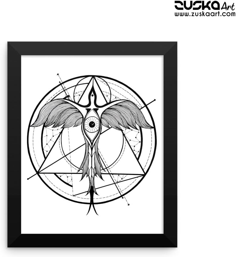 amazon com phoenix ascending framed poster wall art decoration ink drawing tattoo style geometrical art alchemy horus eye zuskaart 8x10 posters prints amazon com phoenix ascending framed