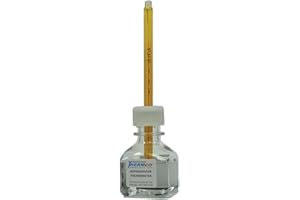 Thermco ACCR0201S U Accu-Safe Enclosed Chamber Red Spirit Filled Thermometer, Refrigerator, Coated, -5 to 15°C Range, 0.5°C Division, Total Immersion, 125mm Height