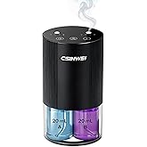 Dual Nozzle Waterless Essential Oil Diffuser for Home Large Room, Car, Office, Portable Battery Operated Aromatherapy Scent Diffusers, Mini Cordless Air Freshener, 5 Timers & 4 Mist Levels