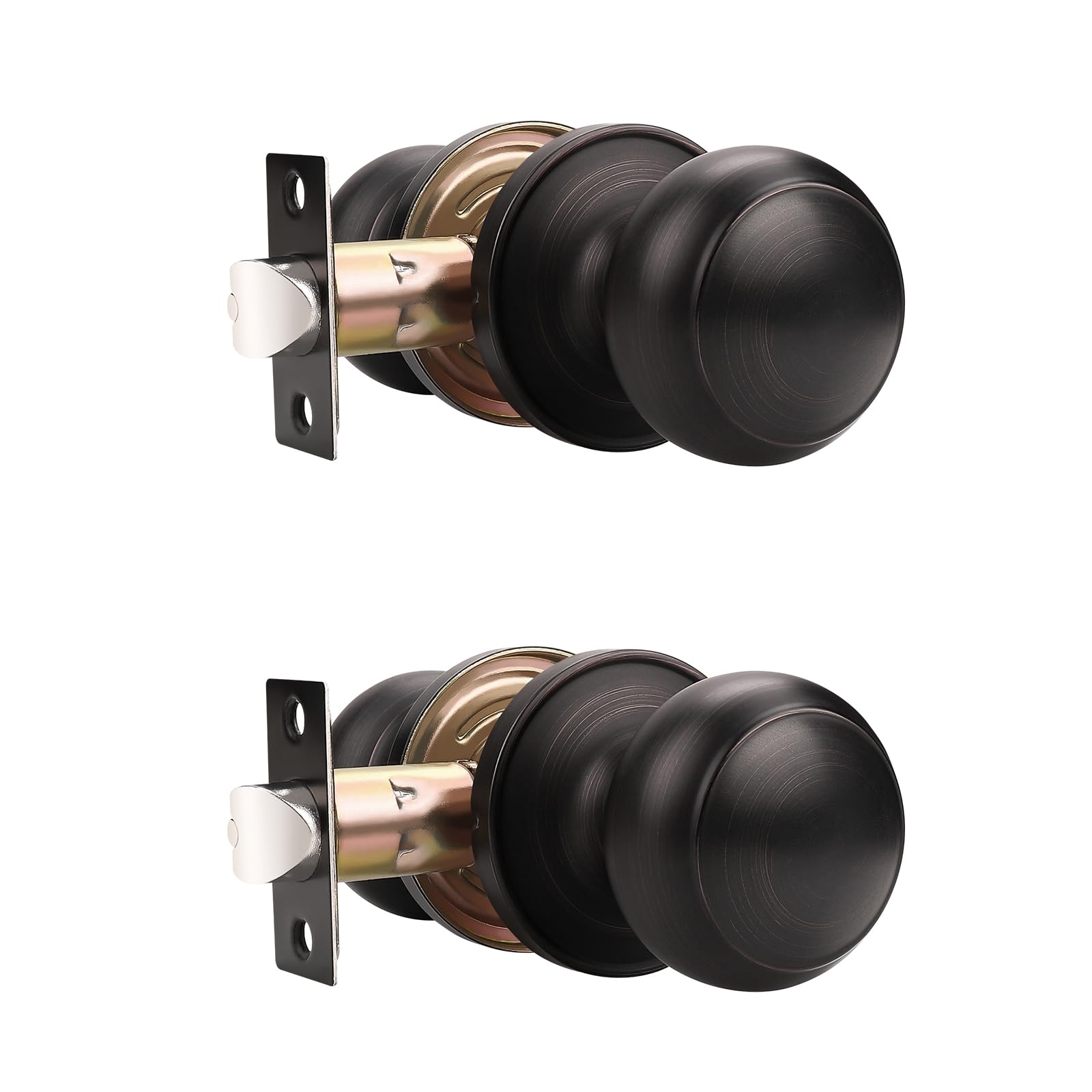 Probrico Door Knobs Interior, Closet Door Knobs, Passage Door Handles, Keyless Door Knobsets No Lock, Oil Rubbed Bronze, 2 Pack Image
