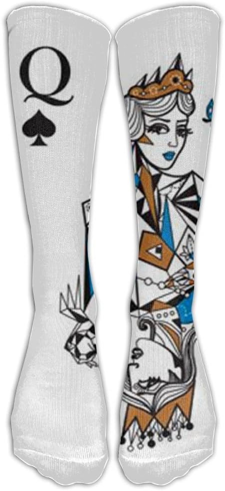 Playing Card Cotton Cartoon Fun Colors Compression Knee Socks Elasticity Athletic For Girls Knee-high Long Tube Socks