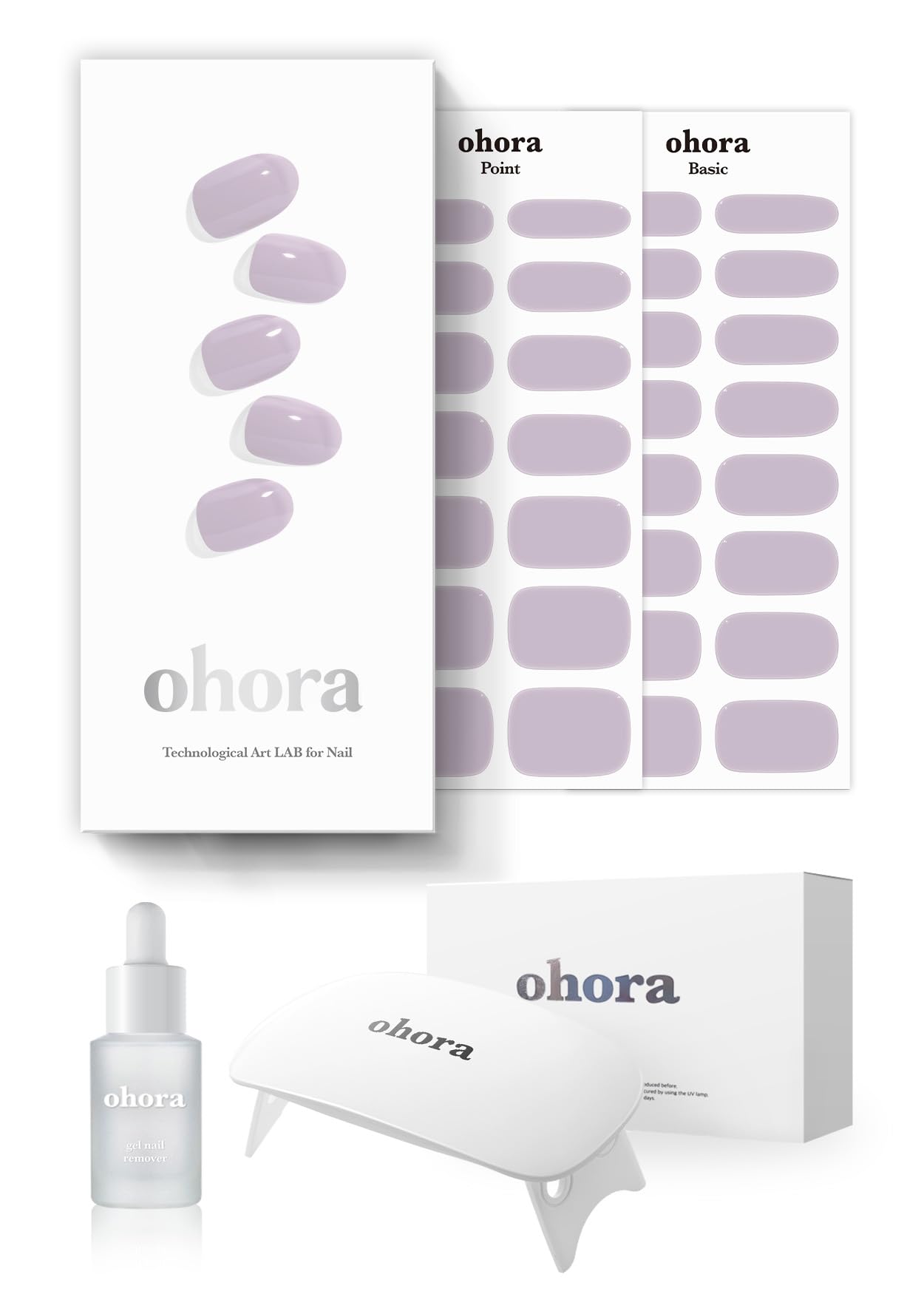 Photo 1 of ohora Semi-Cured Gel Nail Strips Value Set (N Cream Lavender Starter Kit) Includes Full Size Lamp and Mini Remover, Salon-Quality, Long Lasting, Easy to Apply & Remove