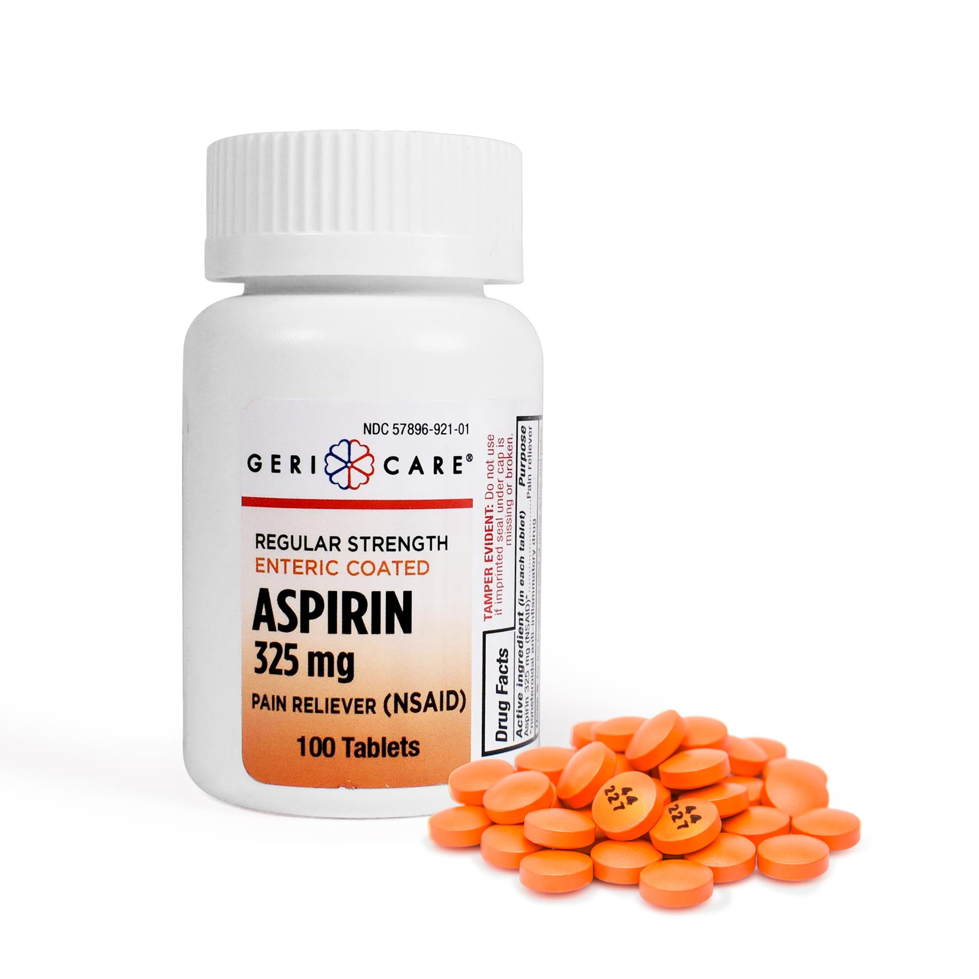 Photo 1 of Enteric Coated Aspirin Tablets 325mg (100 Count) by GeriCare- NSAID Pain Reliever & Fever Reducer Coated Aspirin for Adults- Regular Strength Aspirin for Headache Arthritis Menstrual & Muscle Pain