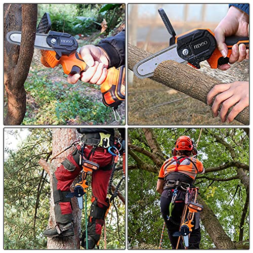 Mini Chainsaw,4-Inch Cordless Chainsaw 21V Portable Electric Chainsaw Kit with 2 Batteries and Chains,One-Handed Portable Battery Chainsaw for Shaping/Branch Wood Cutting /Tree Trimming /Gardening