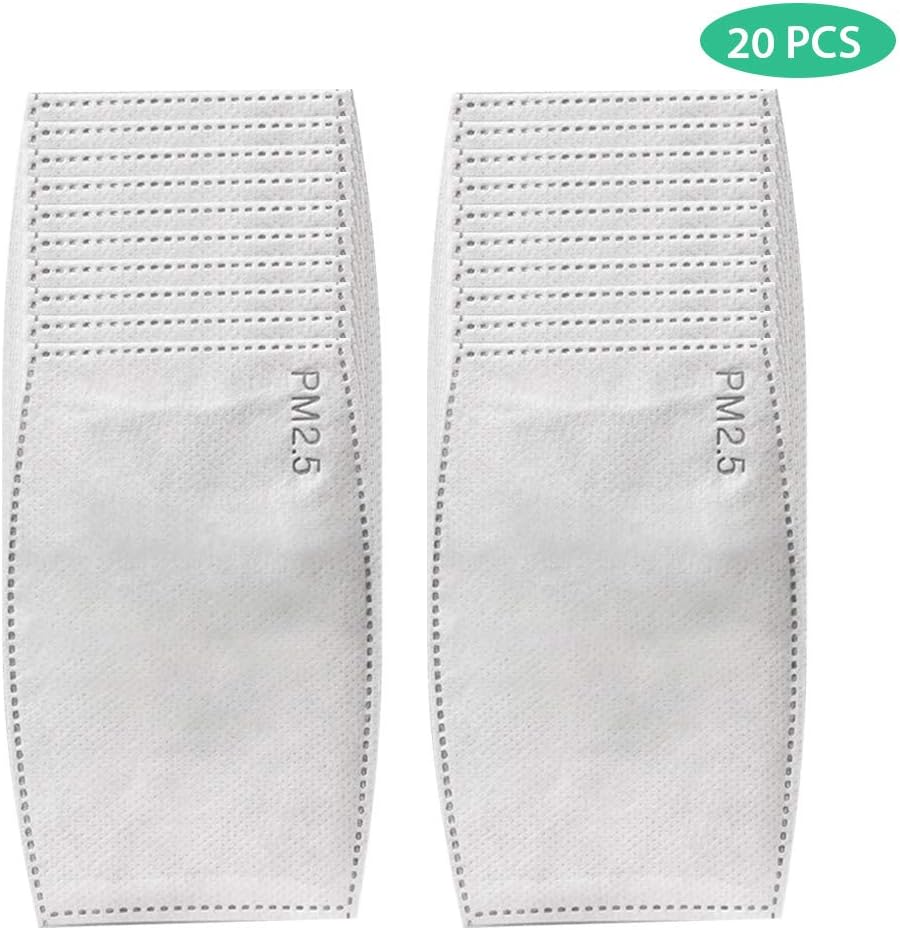 yunjin 20Pcs Adult PM2.5 N95 Activated Carbon Filter Face Mask Filters Breathing Insert Protective Mouth Mask Filter (20pcs Filters for Adult)