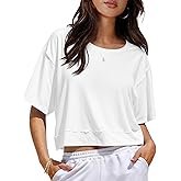 UNCLECAT Womens Short Sleeve Cropped T Shirts Crew Neck Trendy Tops Casual Solid Loose Fit Basic Tees