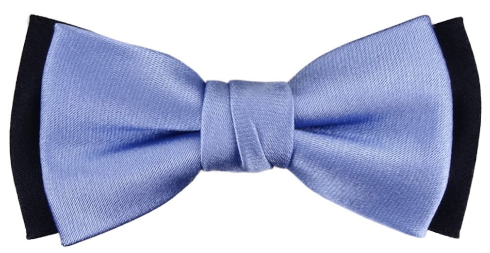 TigerTie prefabricated double-colored Small children Baby silk bow tie in light blue black blue-marine - 29 bis 40 cm Neck circumference adjustable + storage box