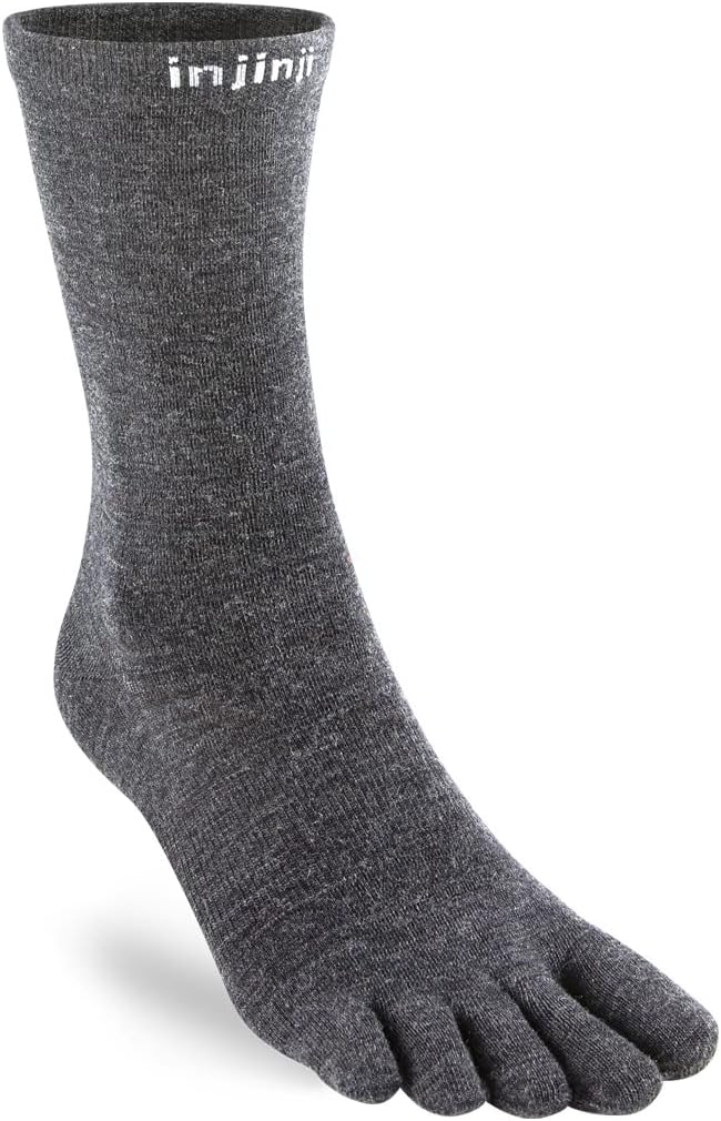 Injinji Unisex Liner Crew Wool Socks Slate Size S - Blister Prevention Moisture
