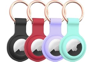 HATALKIN AirTag Holder AirTag Case Keychain Air Tag Holder, Silicone AirTags Key Ring Cases Tags Chain Apple GPS Item iTag Finders Accessories 4 Pack