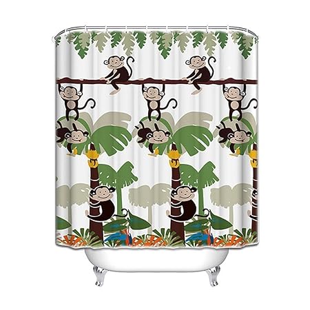 Mainstays Monkey Bathroom Decor Monkey Shower Curtain With 12