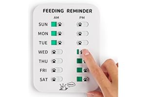 YAUYIK Pet Feeding Reminder for Dogs Cats, Magnetic Reminder Sticker Sign, AM/PM Daily Indication, Dog Accessories Helps You to Track Pet Feeding & Medication (White)