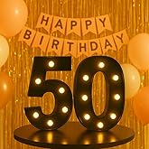 Black 50th Birthday Decorations for Him Her, LED Light Up Numbers 50 Sign Battery-Operated Light-Up Party Decoration 50th birthday gifts for Her